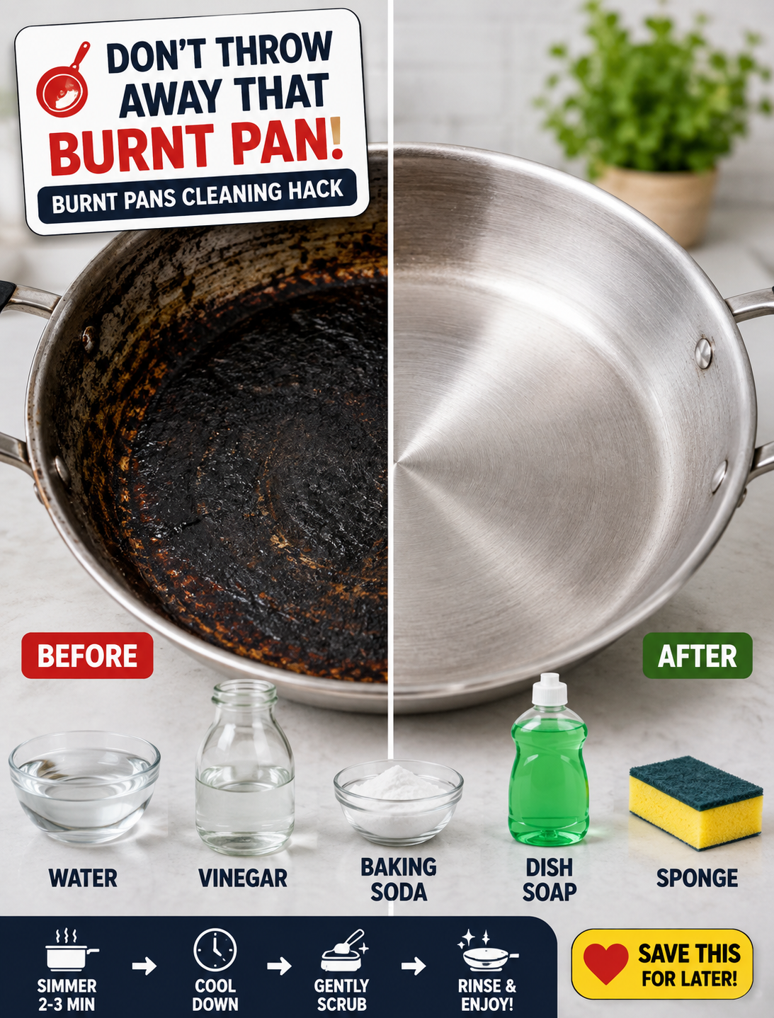 burnt pan cleaning hack