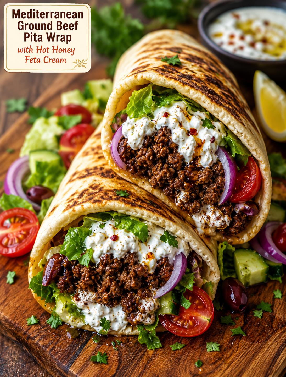Mediterranean Ground Beef Pita Wrap