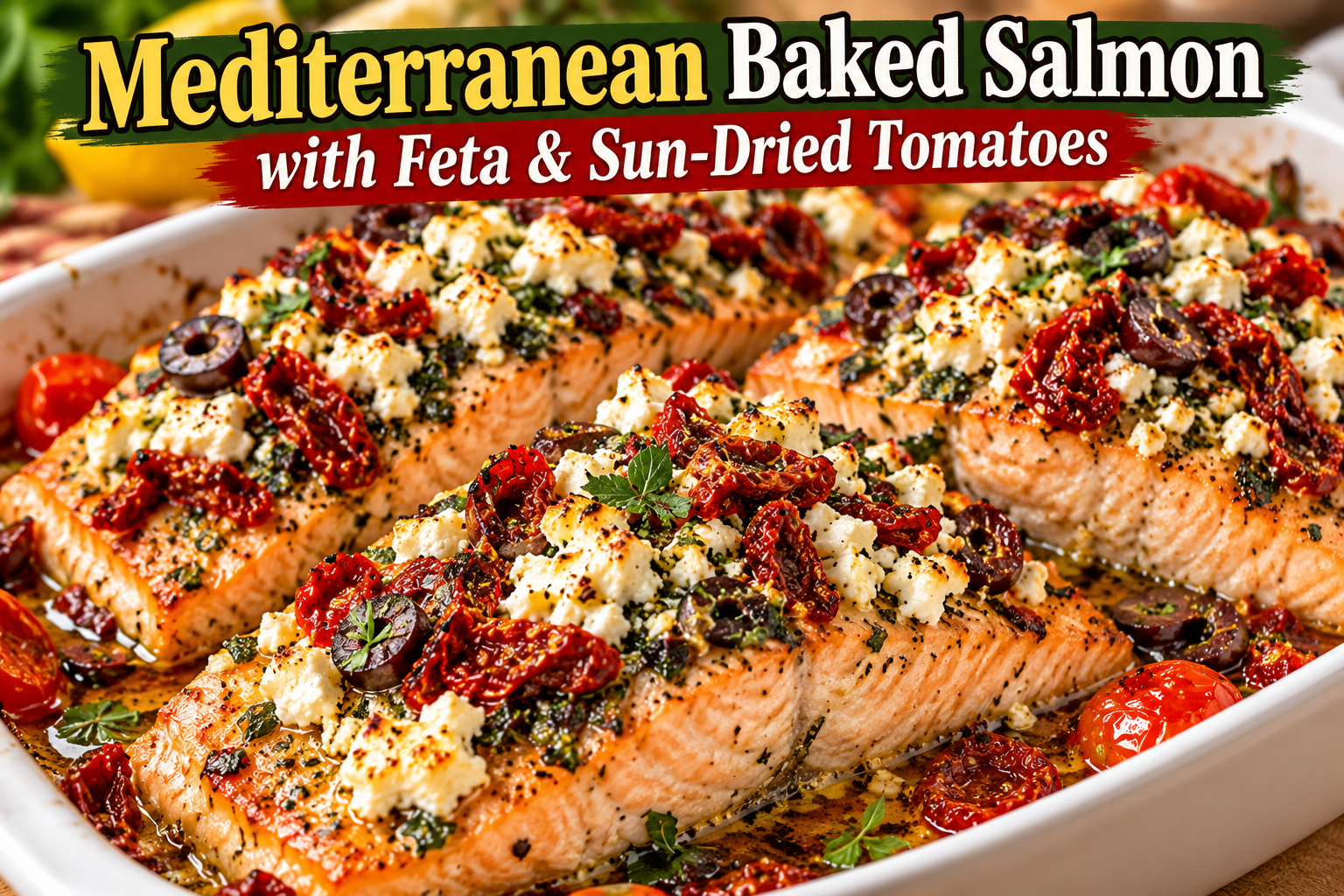 Mediterranean Baked Salmon with Feta and Sun-Dried Tomatoes