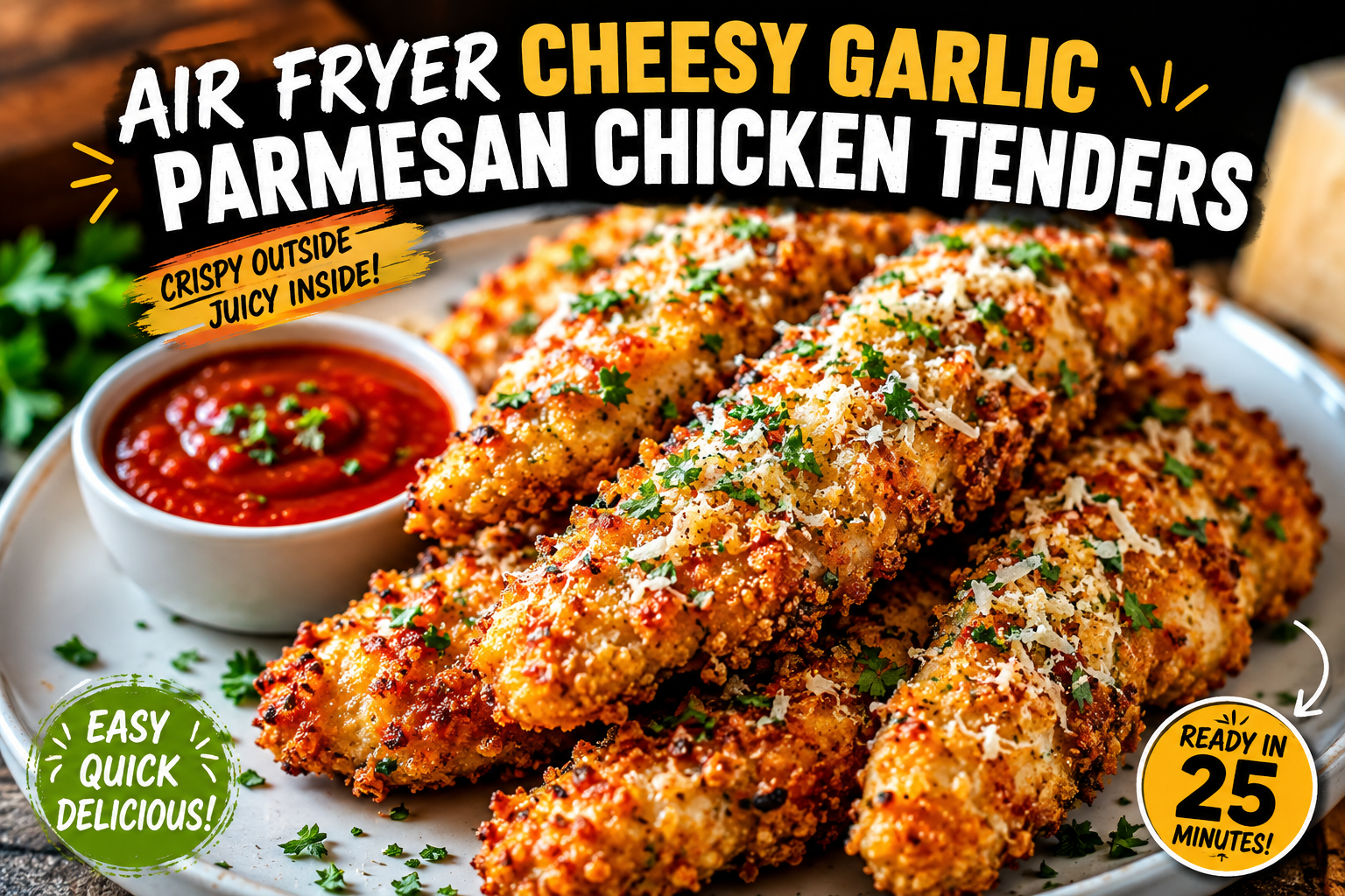 Air Fryer Cheesy Garlic Parmesan Chicken Tenders