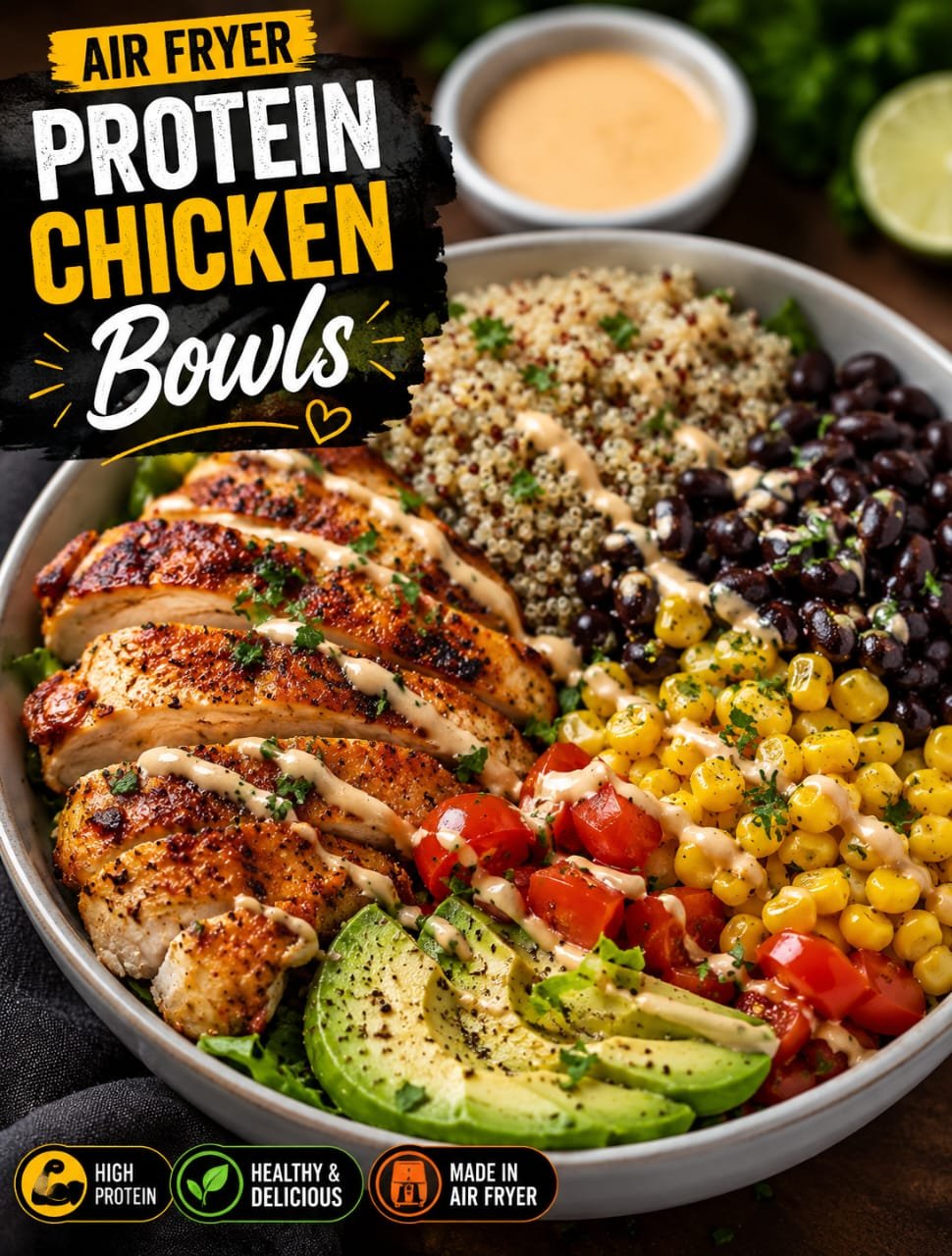 Air Fryer Protein Chicken Bowls