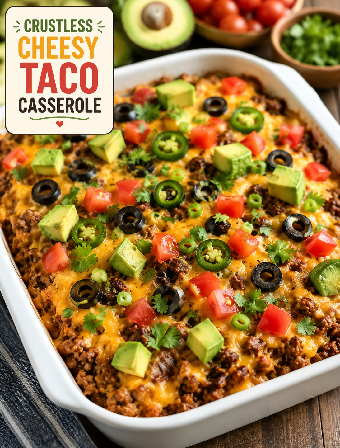 Crustless Cheesy Taco Casserole – Easy Low-Carb Taco Dinner