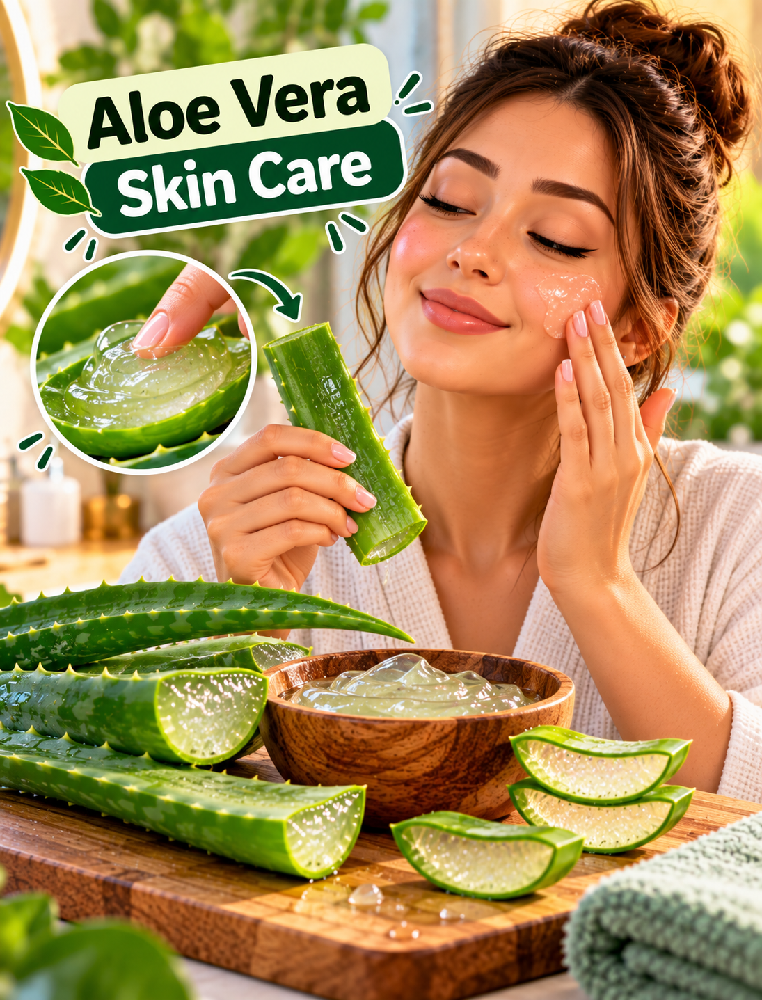 Aloe vera gel for traditional skin care with fresh aloe leaf and safe application tips