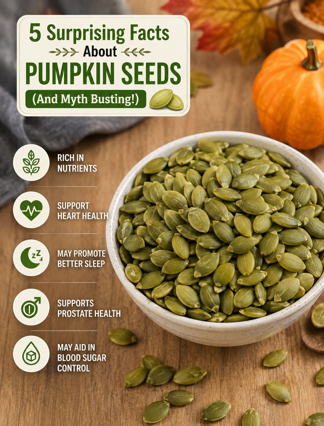 Roasted pumpkin seeds in a bowl showing their nutritious and crunchy texture