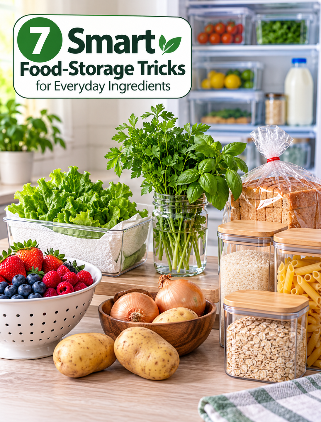 7 smart food-storage tricks for keeping berries, leafy greens, herbs, bread, potatoes, onions, and pantry staples fresh