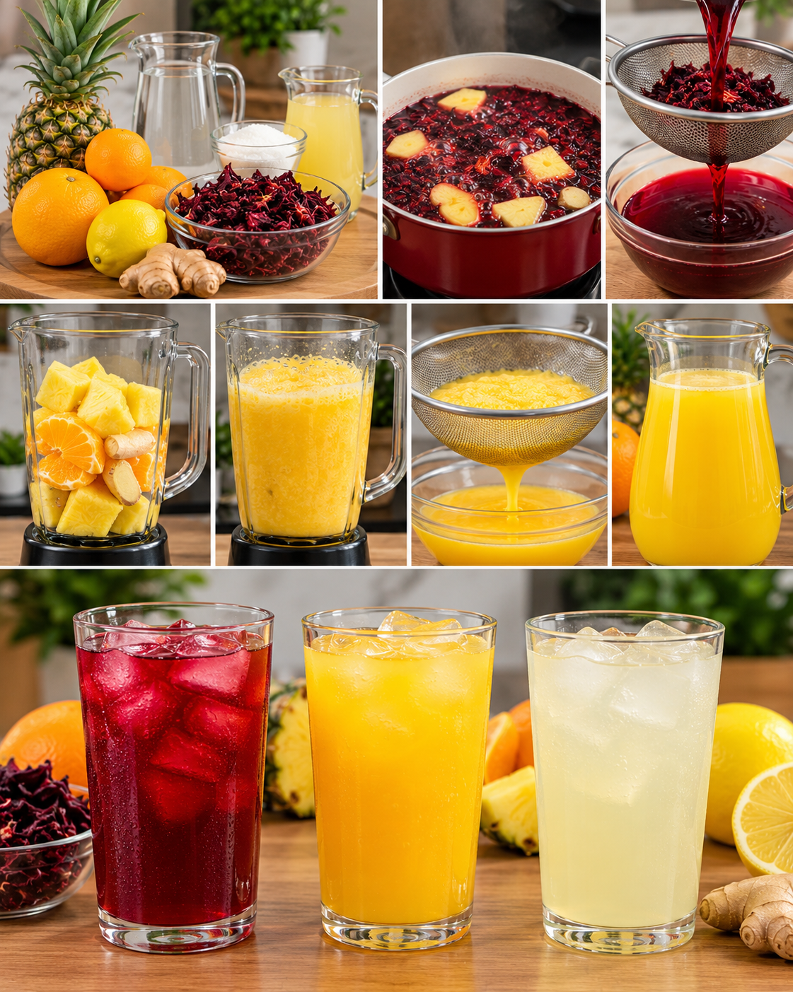 Easy Homemade Fruit Drinks – Zobo, Pineapple Juice & Lemonade