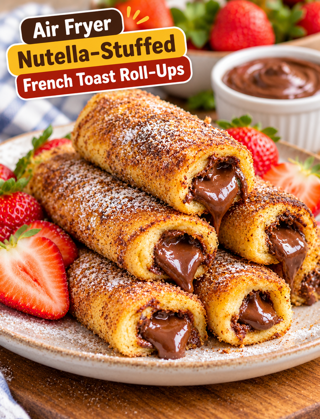 Air Fryer Nutella-Stuffed French Toast Roll-Ups