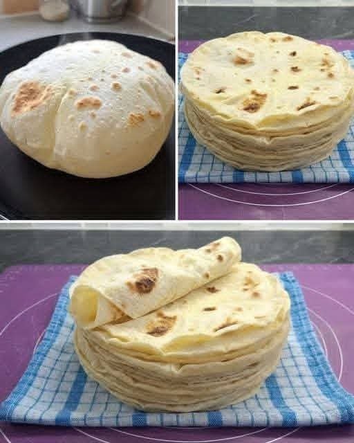 Homemade Flour Tortillas with soft flexible layers and light golden skillet spots