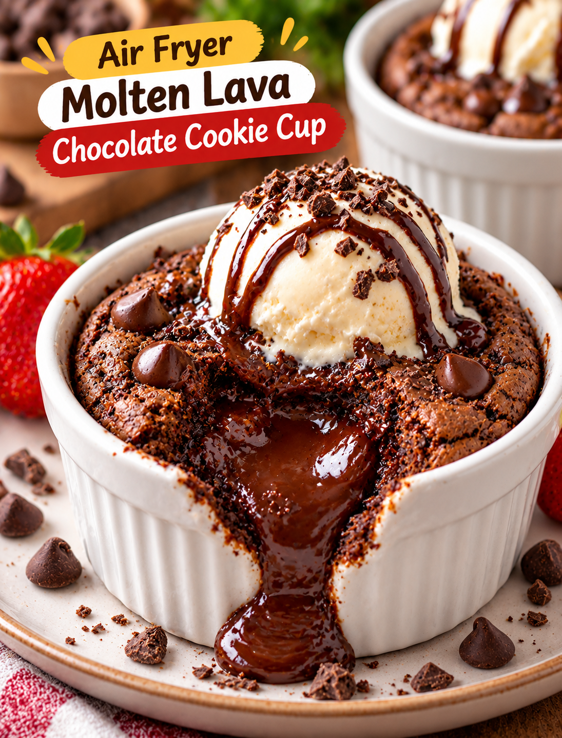 Air Fryer Molten Lava Chocolate Cookie Cup