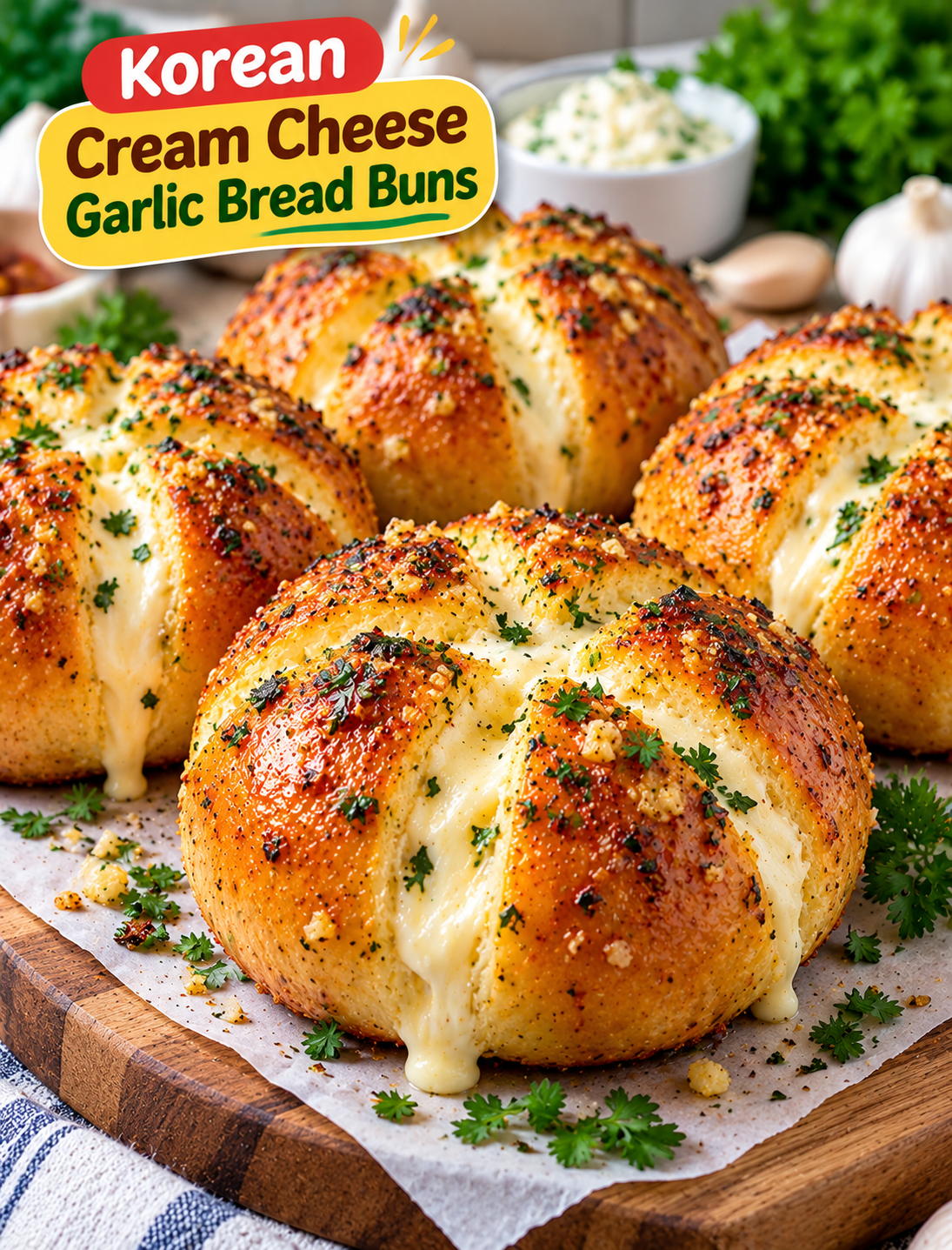 Korean Cream Cheese Garlic Bread Buns