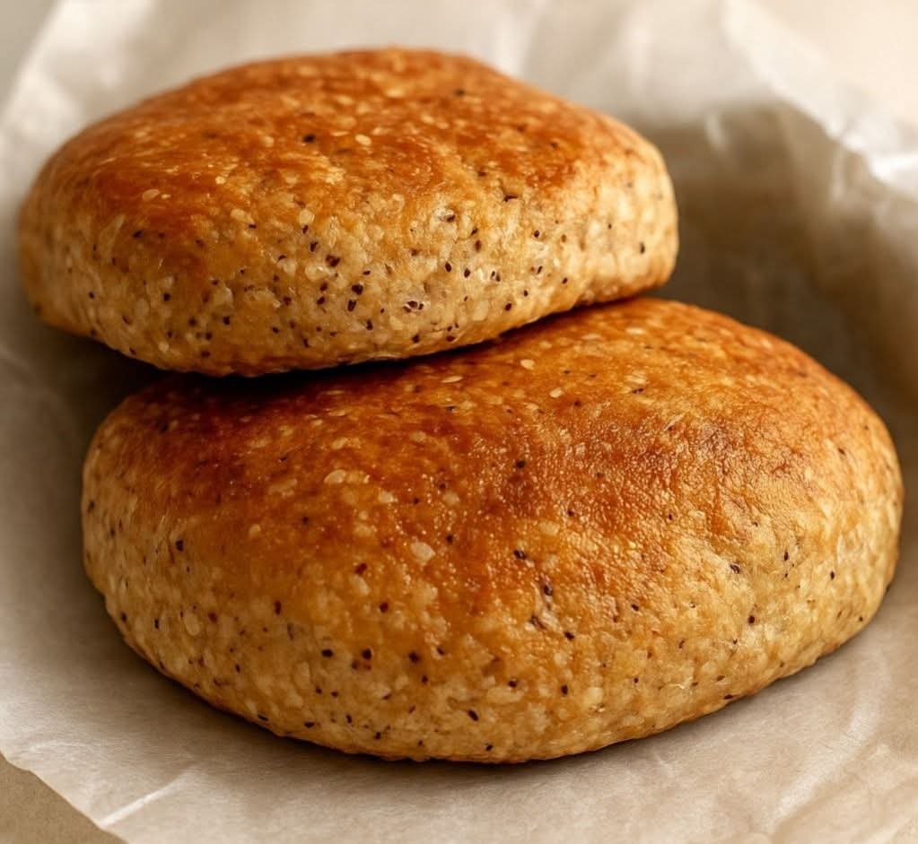 Oat Chia Bread with oats, chia seeds, eggs, Greek yogurt, and a soft golden flourless texture