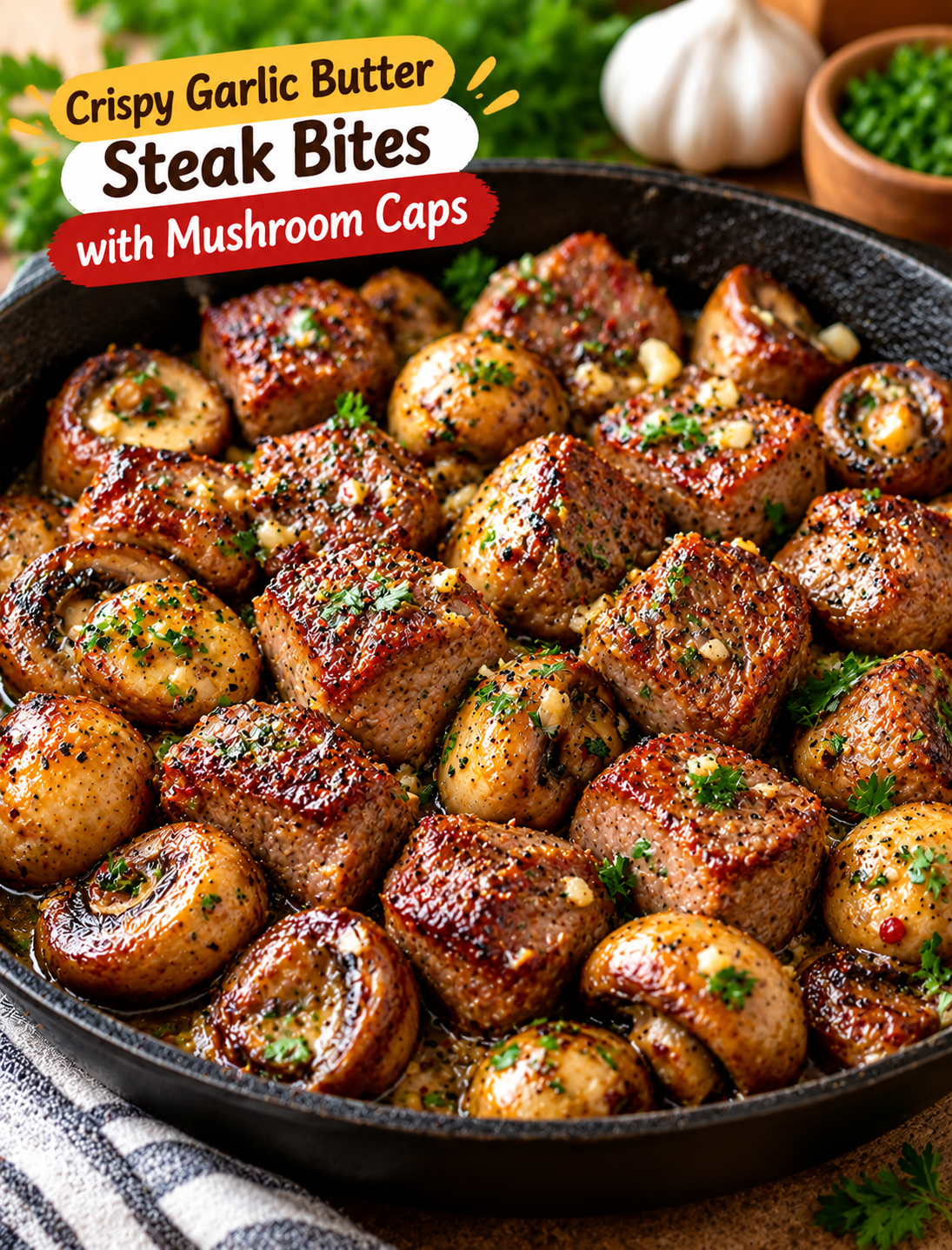 Garlic Butter Steak Bites with Mushrooms