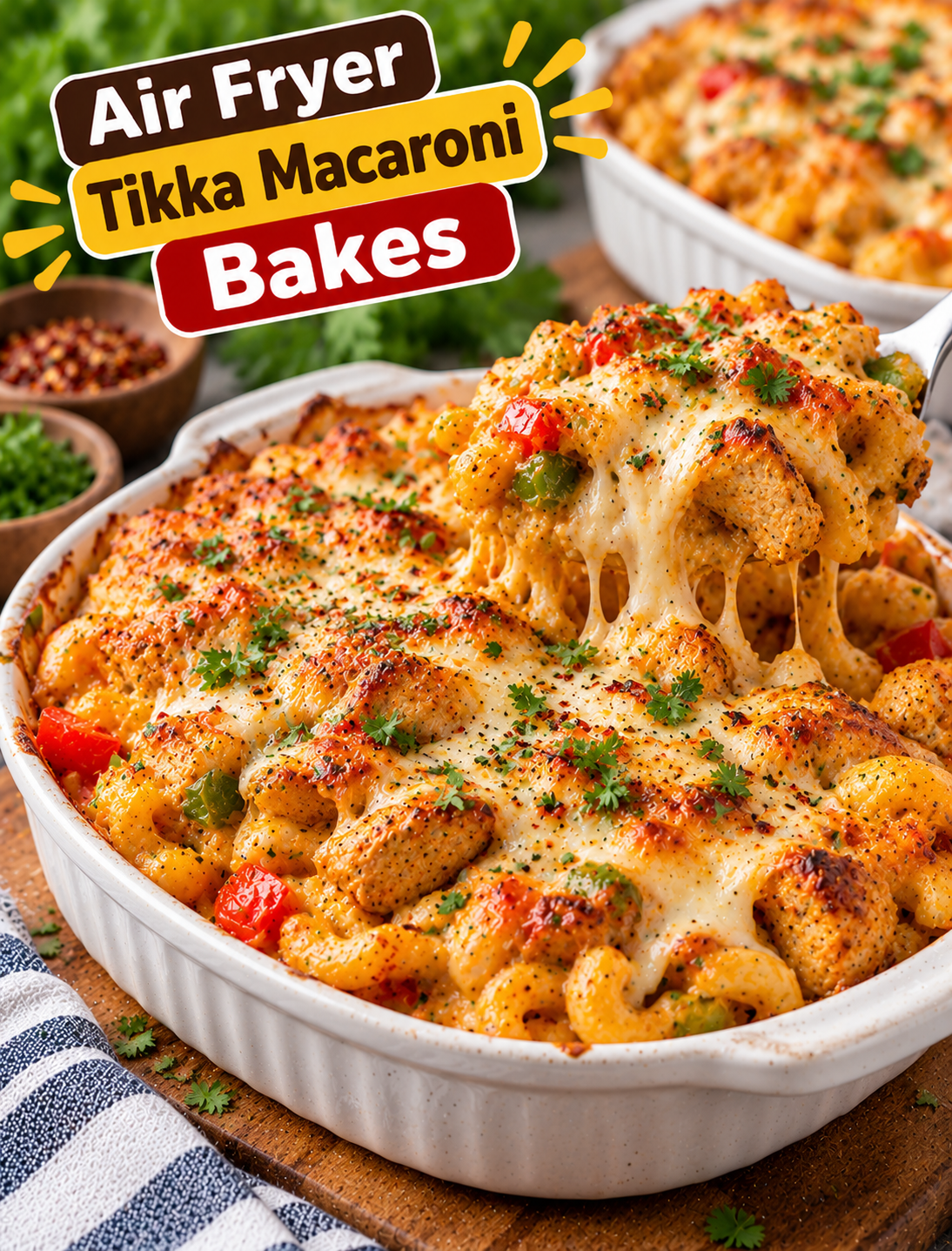 Air Fryer Tikka Macaroni Bakes