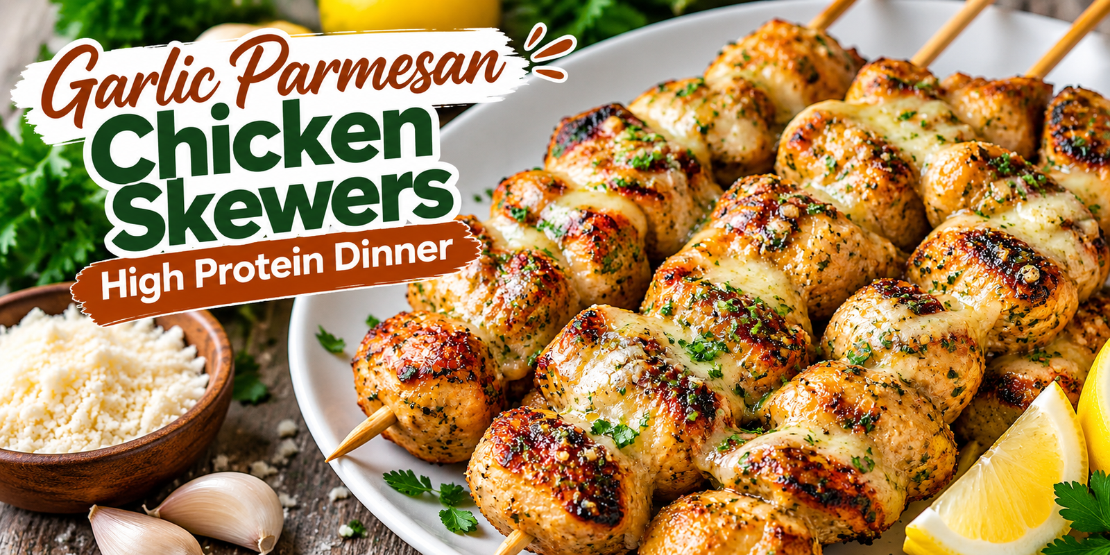 Garlic Parmesan Chicken Skewers high protein dinner