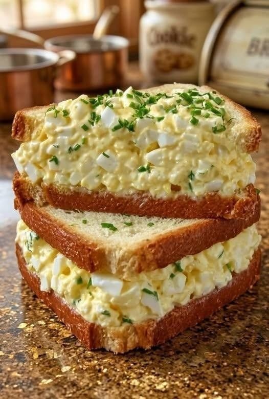 Classic Egg Salad made with chopped hard-boiled eggs, creamy mayonnaise, mustard, celery, green onions, and fresh herbs