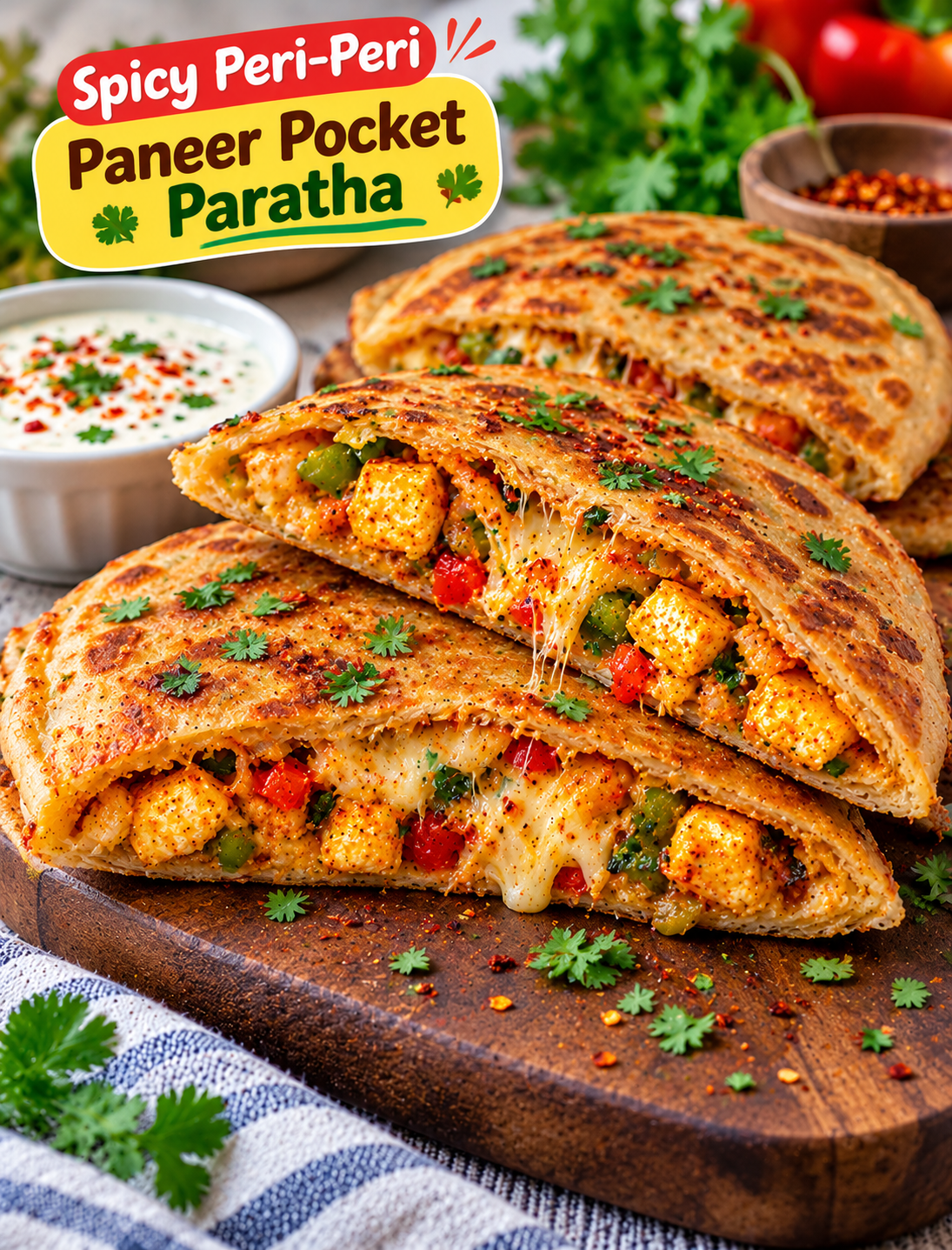 Spicy Peri-Peri Paneer Pocket Paratha