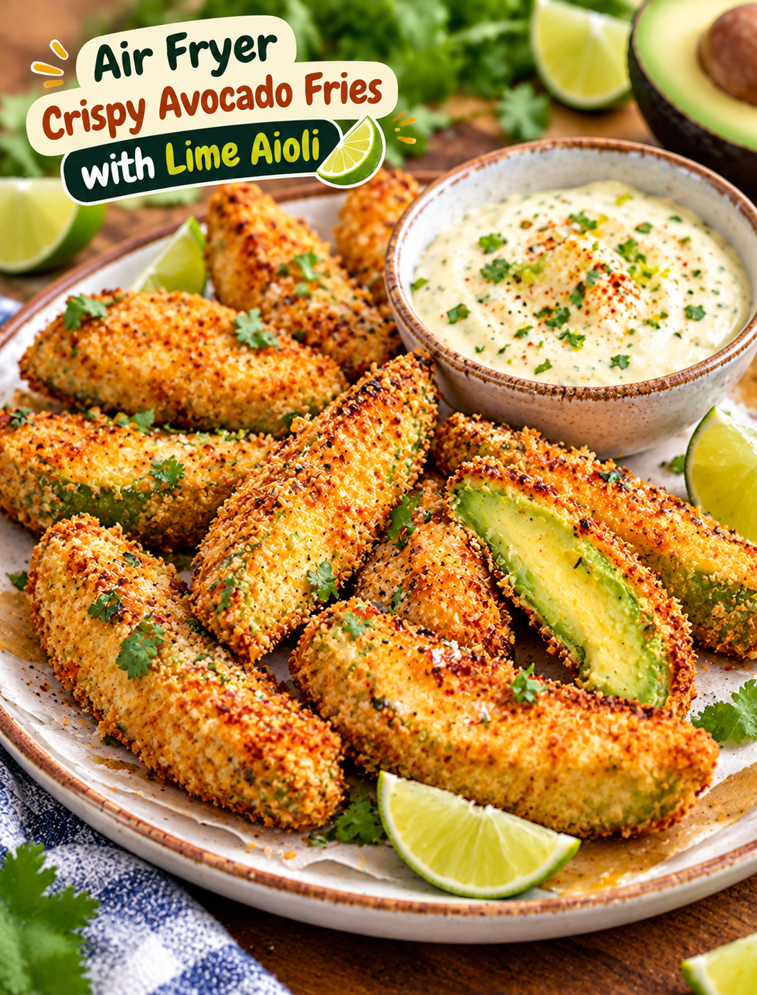 Air Fryer Crispy Avocado Fries with Lime Aioli