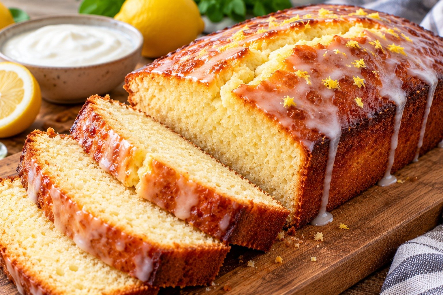 Yogurt Loaf Cake with a soft moist crumb, golden top, creamy yogurt, vanilla, and a classic homemade loaf shape