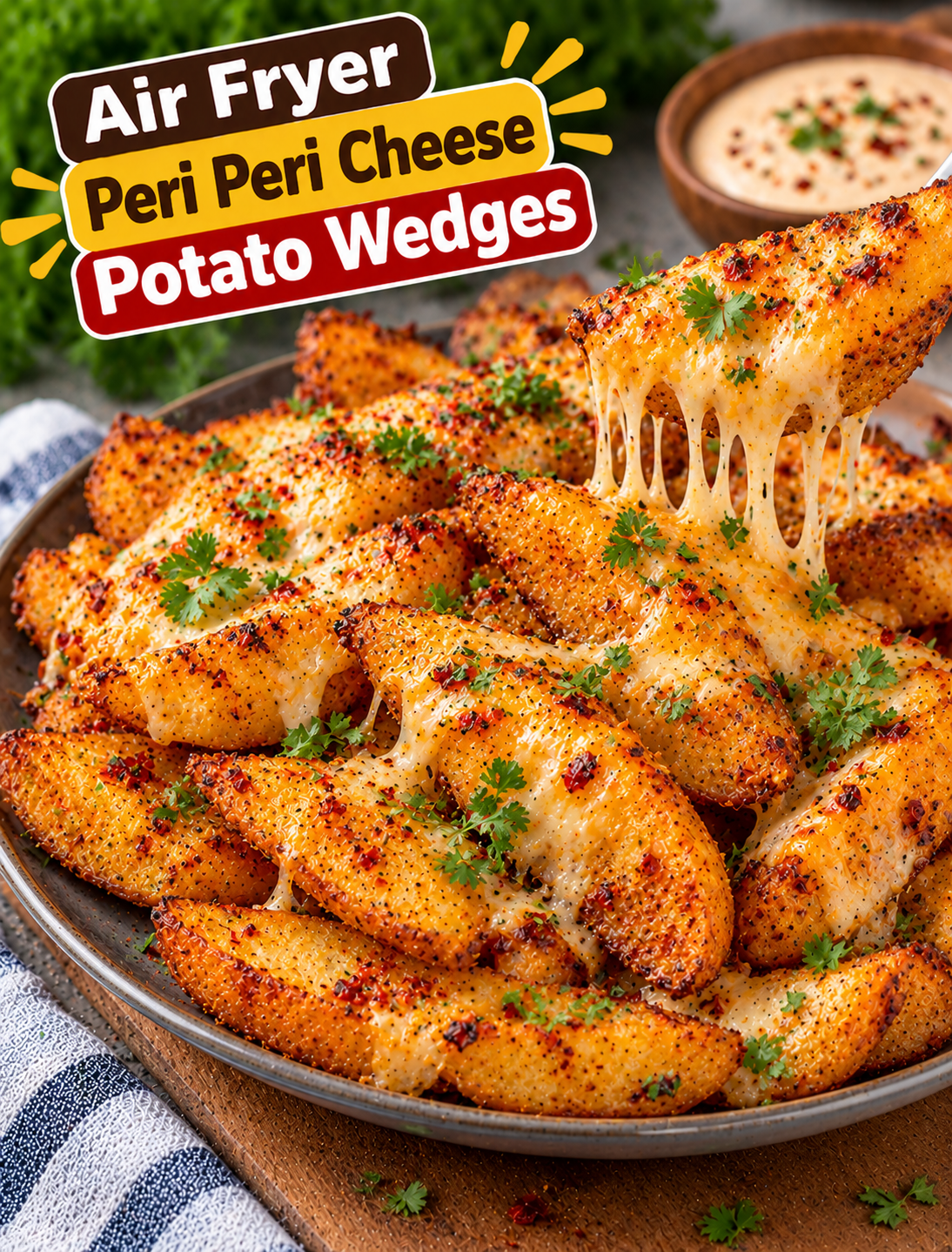 Air Fryer Peri Peri Cheese Potato Wedges