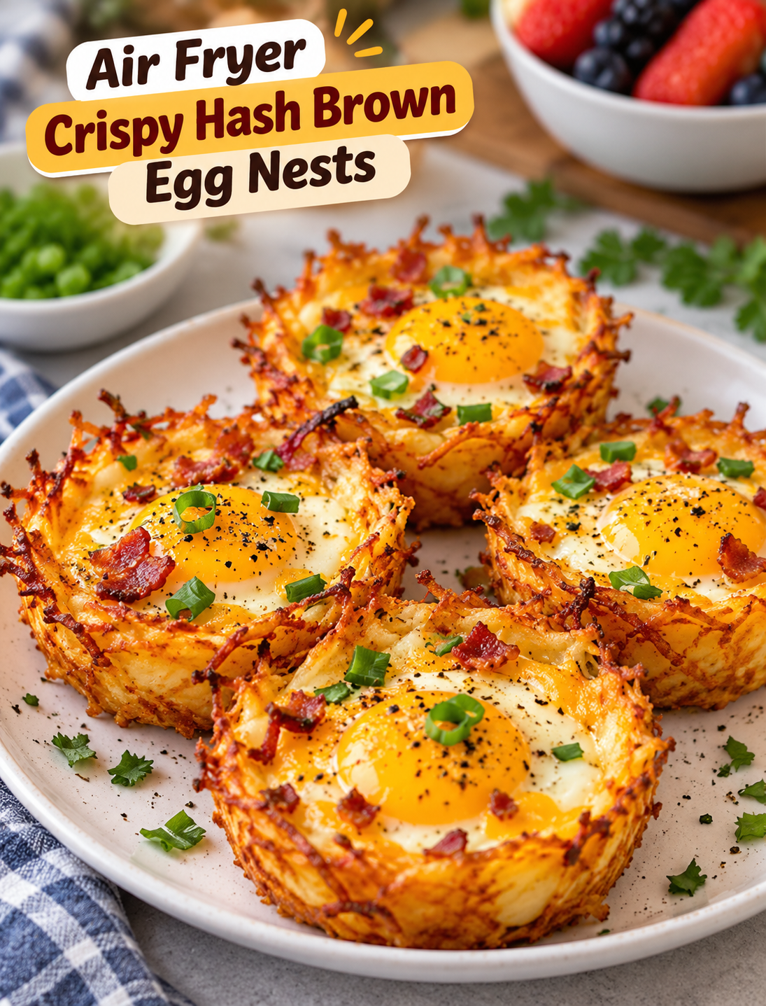 Air Fryer Crispy Hash Brown Egg Nests
