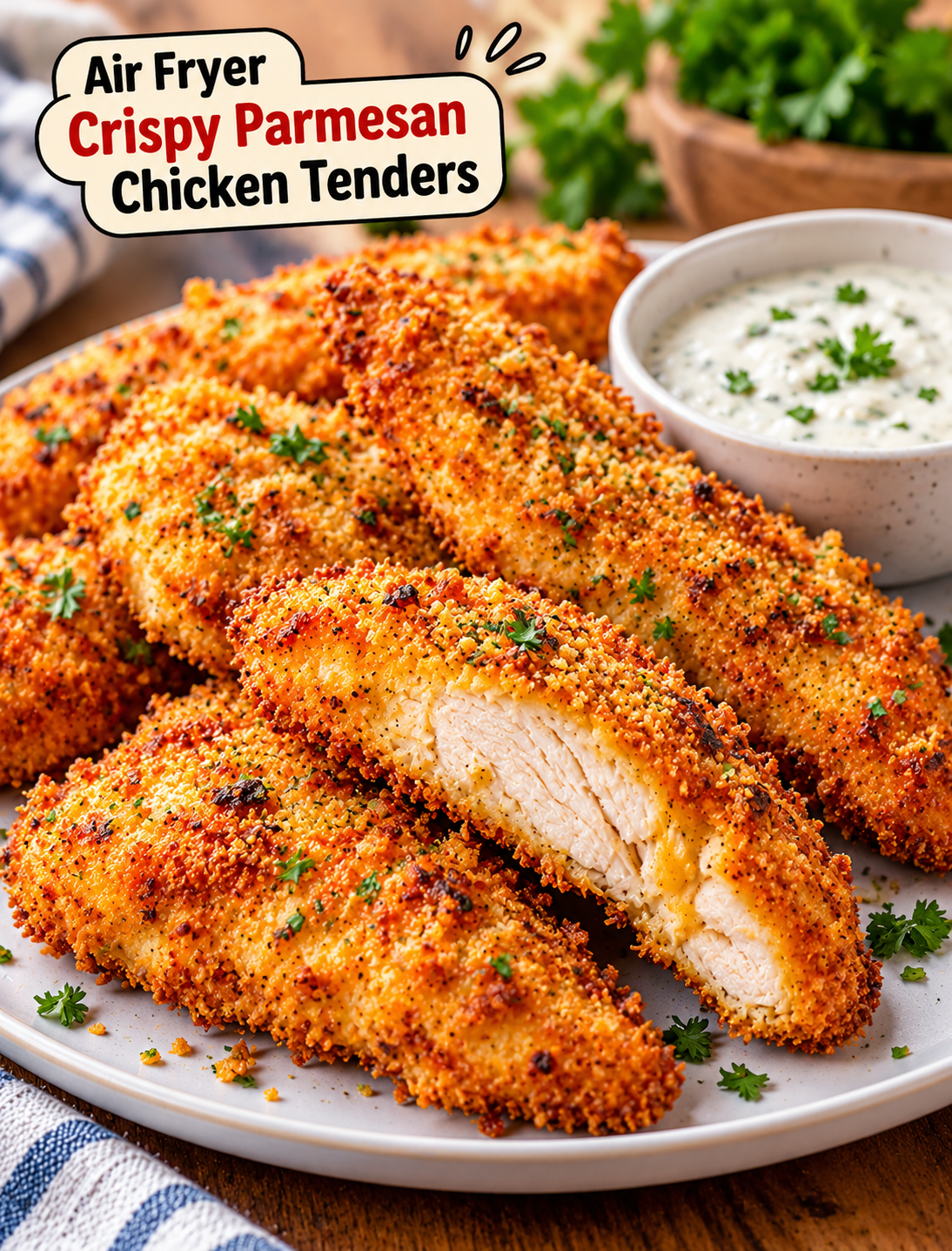 Air Fryer Crispy Parmesan Crusted Chicken Tenders