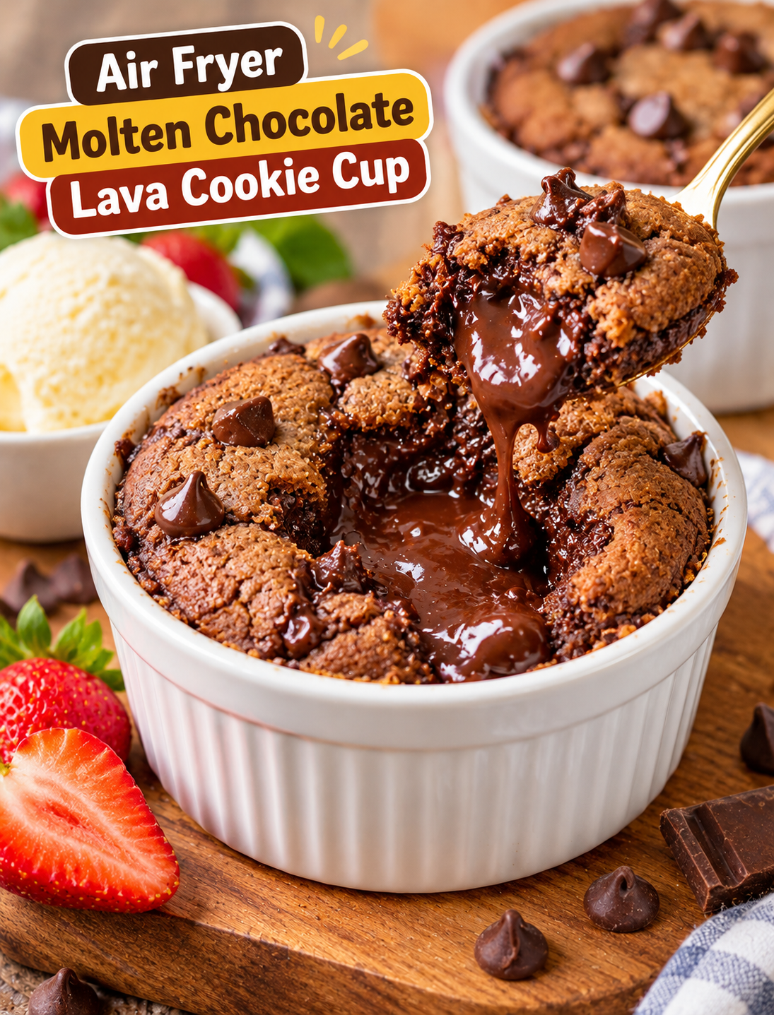 Air Fryer Molten Chocolate Lava Cookie Cup