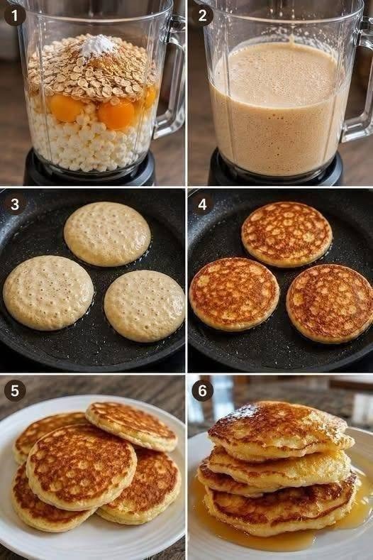 Cottage Cheese Oat Pancakes with cottage cheese, rolled oats, eggs, golden edges, and a soft fluffy center